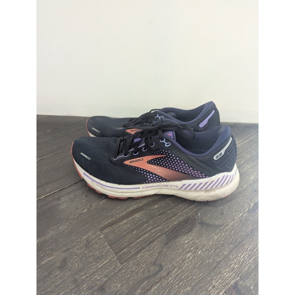 Size 11 -‎ Brooks Adrenaline GTS 22 Black Purple Coral Running Athletic Shoes